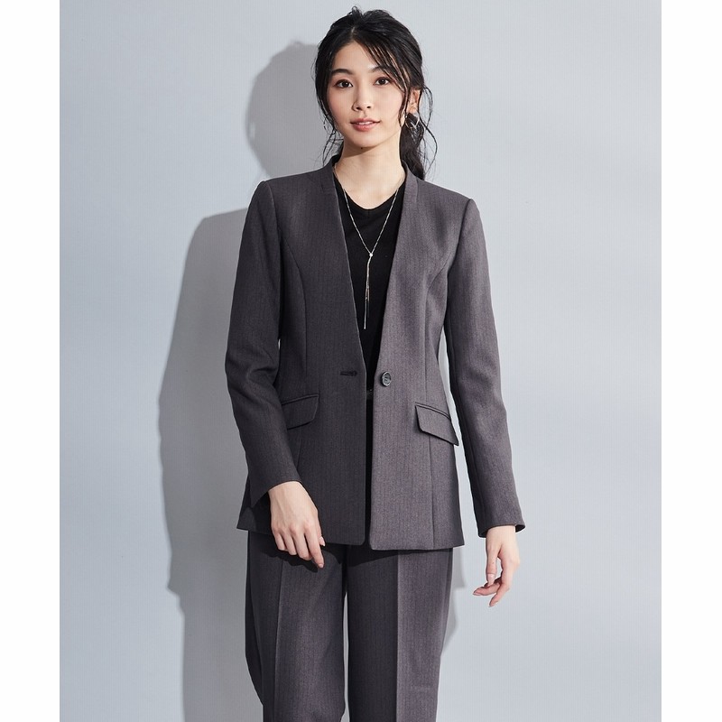 レディーススーツ】洗えるウール調ストレッチワイドパンツスーツ  