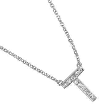 【日本直送】蒂芬妮 項鍊 Letter Initial T Pt950 鉑金 鑽石 約 3g TIFFANY&Co.【二手】A 級