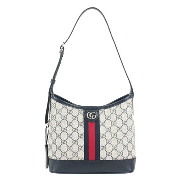 GUCCI Ophidia GG 帆布藍紅小款水桶肩背包(黑藍色) 781402 96IWN 4076