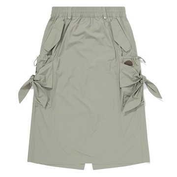 BBC EARTH 女 Big Ribbon Pocket Skirt 長裙 L/KHAKI BEFLIAQ02750