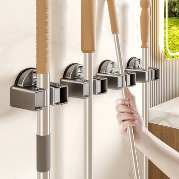 韻潔雅 吸盤拖把架拖把壁掛夾掃把掛鉤免打孔衛生間浴室門後收納架子