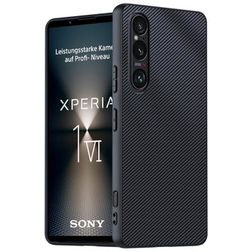 適用索尼Xperia1-VI手機殼高檔新款Xperia1 VI碳纖維紋理格子紋超薄膚感皮質撞色全包潮Xperia1VI防摔保護套
