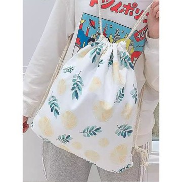 束口袋抽繩雙肩包帆布收納輕便健身包女多功能大容量補課包小學生
