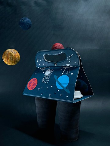 太空漫遊咖啡提袋/可摺疊收納/飲料提袋/飲料杯袋/提袋/杯袋