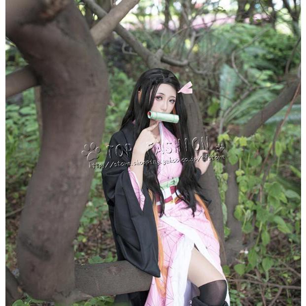 鬼滅の刃 風 竈門禰豆子 コスプレ衣装 着物 ウィッグ cosplay 仮装