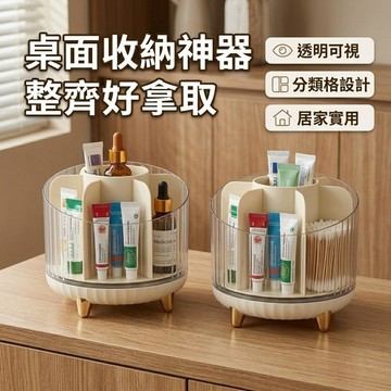 『臺灣出貨』 旋轉化妝品收納架 收納盒 透明 置物架 桌面 保養品 梳妝檯儲物 口紅架 整理法拉小店收納 收納藥盒