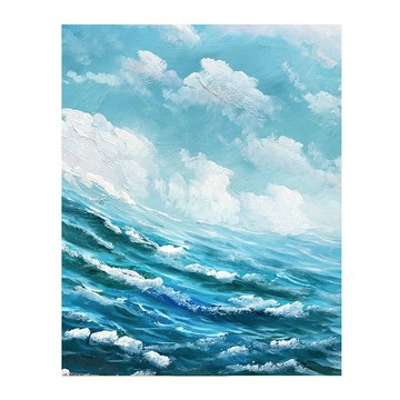 御畫房 波瀾壯闊 手繪無框油畫40x50cm