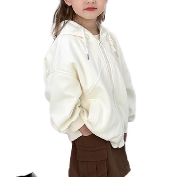 兒童款連帽棉質外套 65%棉 35%滌綸  100碼  米色