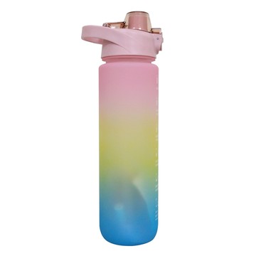 彈蓋吸管刻度運動水壺 直桶款 29 x 7.6cm 粉色  1L  1個