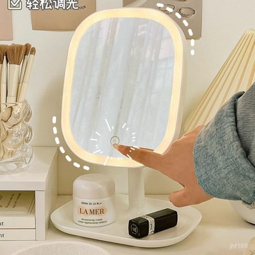 【臺灣-出貨】【吸盤便攜式】網紅鏡子ing風化妝鏡家用桌麵梳妝鏡宿捨帶燈化妝LED燈女生美妝鏡