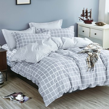 J-bedtime 床寢時光 100%純棉兩用被床包枕套4件組 SW9108M-H  灰色  雙人  床包 + 兩用被套 + 枕套 2個