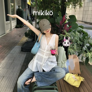 美木子｜預購｜蕾絲花邊娃娃背心【1268#】無袖上衣 娃娃衫襯衣 甜美設計感上衣