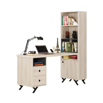 Homelike 喜家居5尺L型組合書桌櫃-雪松色(24372)