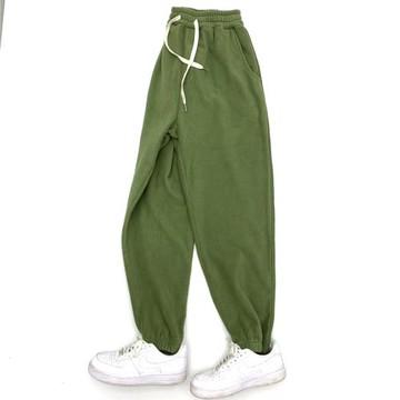 秋季寬松絨褲男重磅克重加厚雙面搖粒絨日系復古潮牌束口休閑衛褲