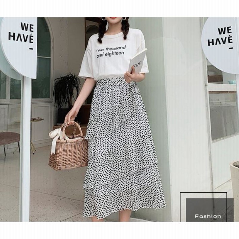 感謝価格】レディース スカート ダルメシアン柄 ロング フリル Mサイズ  