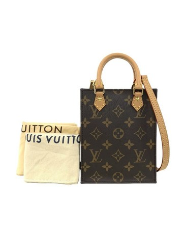 louis vuitton 棕色 Petit Sac Plat 老花帆布塗層手提包 肩背包