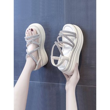 內增高跟羅馬涼鞋女士2025年夏季新款爆外穿厚底時裝松糕坡跟運動