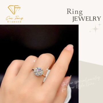 【CF鑽飾】女戒 莫桑鑽《經典圓包》戒指 鑽戒 情人節禮物 飾品 生日送禮 求婚 告白