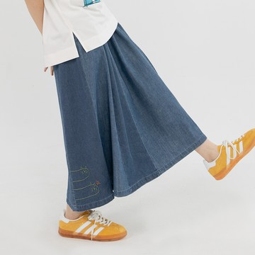 a la sha  條紋拼接牛仔長裙