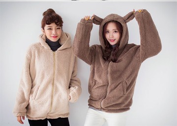 2015秋冬새로운韓式可愛熊帶帽外套十天預購+現貨