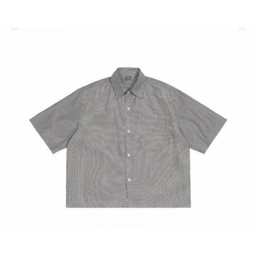 【PORY STORE】獨家！韓系復古細條紋Boxy短寬襯衫 短袖襯衫 實拍 百搭 休閒 男生 短袖 襯衫
