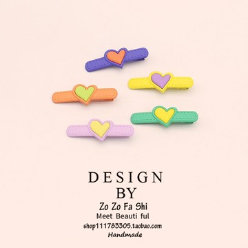 2022新款韓版少女發夾韓國拼色愛心鴨嘴夾碎發夾網紅發卡頭飾邊夾