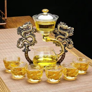 2026新款純銅雙龍玻璃茶具自動套裝茶壺家用功夫高檔懶人泡茶神器