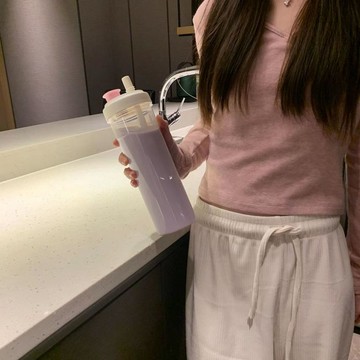 好物直購 手慢無⚡吸管杯 奶茶杯 玻璃杯 便攜水杯 随手杯 高顏值韓式大容量隨行吸管塑膠杯 耐溫便攜ins風水杯奶茶杯子