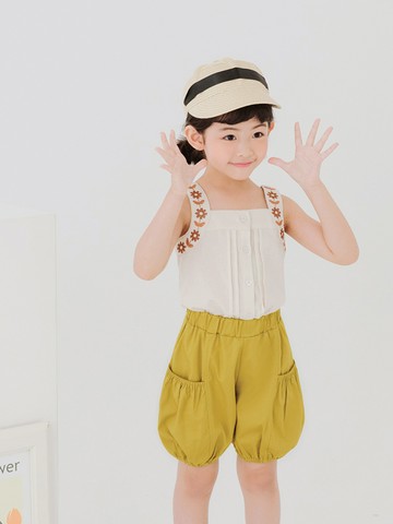 純棉大口袋鬆緊腰縮口燈籠短褲