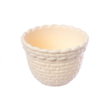 藤編PP圓型花盆4吋(米白)