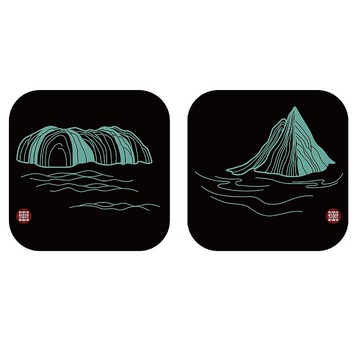 故宮授權 | 鵲華秋色矽膠杯墊組 (元 趙孟頫鵲華秋色 卷)