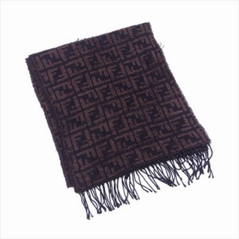 中古 フェンディ Fendi マフラー フリンジ付き レディース メンズ ズッカ ブラウン ブラック アクリル エラスタン 人気 セール T7 通販 Lineポイント最大1 0 Get Lineショッピング