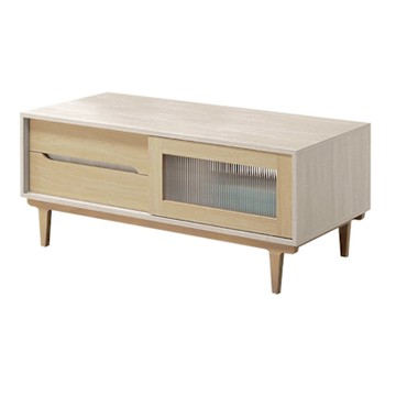 文創集 菲可雙色4尺推門四抽大茶几-120x60x53cm免組