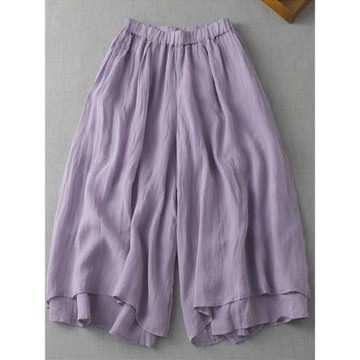 2024夏季新款文藝寬松闊腿褲女顯瘦百搭高端洋氣仙氣飄逸大擺裙褲