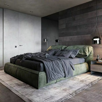 優樂悅~baxter床意式輕奢真皮床磨砂皮主臥室床別墅豪宅意大利輕奢真皮床