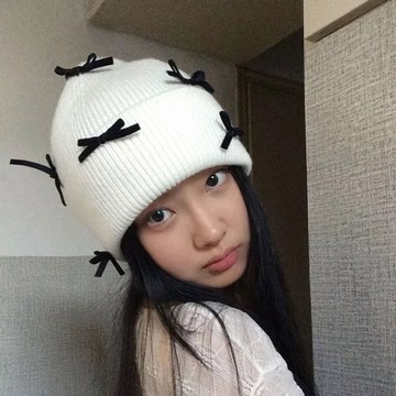 ANNAS 正韓滿版小蝴蝶結毛帽 韓國網紅 帽子 蝴蝶結 針織帽 小香風