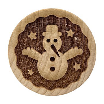 SOLO 歐洲家居 雪人擁抱餅乾壓紋印章 5.5cm 木紋色 櫸木模具  1個