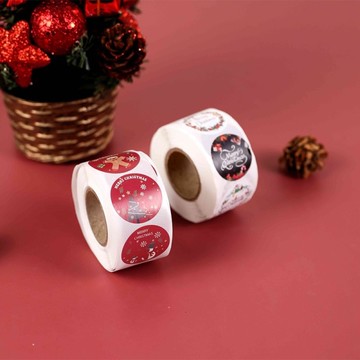 耶誕封口貼紙-花圈/歡樂