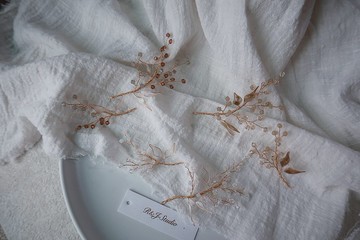 水晶小葉 -兩件組手作水晶花樹脂飾品 新娘頭飾/伴娘配飾