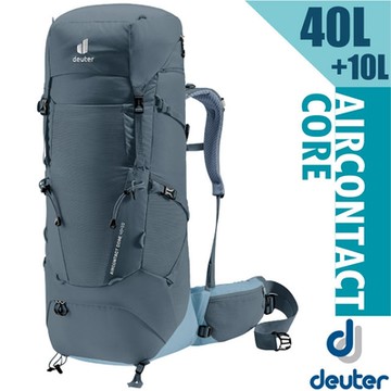 Deuter Aircontact Core 40+10L 專業輕量減震拔熱透氣背包_黑/水藍