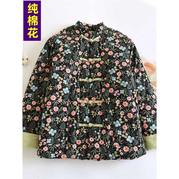 純手工新款棉花加厚棉襖媽媽裝女士冬季寬松外套復古加厚保暖棉服