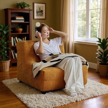 開立髮票 🍄熱銷 懶人沙髮毛毛蟲客廳陽臺榻榻米可躺可睡臥室單人網紅休閒椅小沙髮