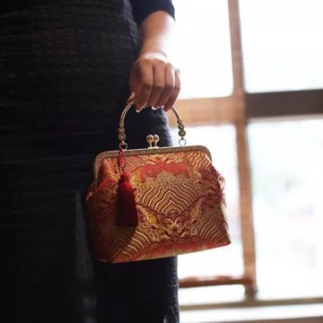 中國風原創手工包真絲手提媽媽包復古斜挎包女士旗袍包宴會手拎包