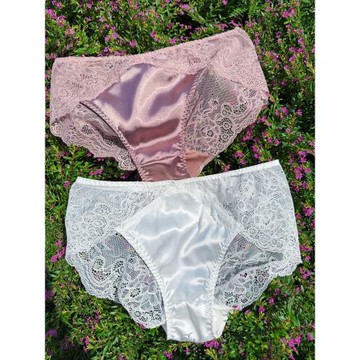 法式精致性感純欲蕾絲真絲桑蠶絲女三角內褲透氣親膚舒適輕奢
