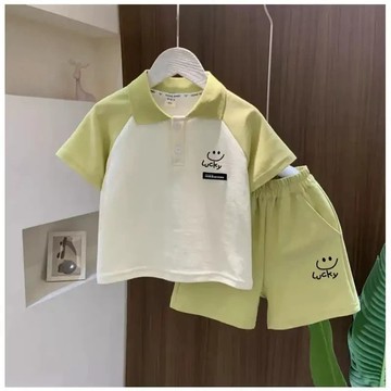 不費力穿搭~男童POLO套裝夏季新款洋氣兒童短袖寶寶夏裝休閒衣服  夏天套裝 兒童運動兩件套 男童套裝 中小童