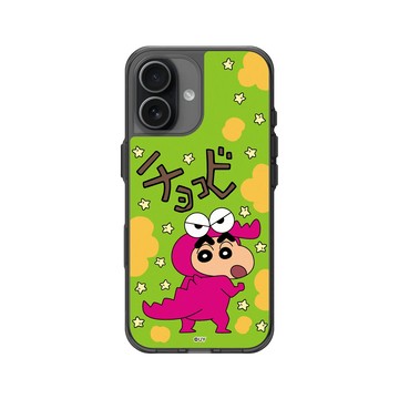 iPhone 17 Clear (相機按鈕) 酷墨灰 - 蠟筆小新 Crayon Shinchan - 小新鱷魚阿山款
