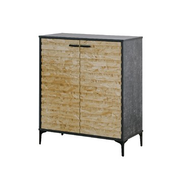 【RICHOME】甘哲阪雙門大鞋櫃原木色+黑色