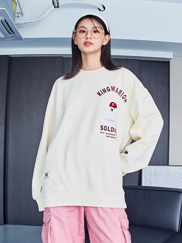 口袋繡花士兵小熊大學T