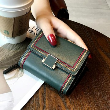 錢包女短款2024年新款卡包小巧二合一網紅小眾設計皮夾ins風0 雙11全館免運