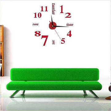 廠家 DIY立體裝飾鐘亞克力數字鏡面墻貼掛鐘表